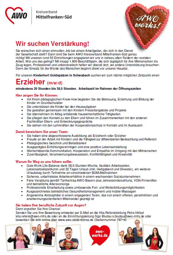 Stellenangebot Erzieher*in