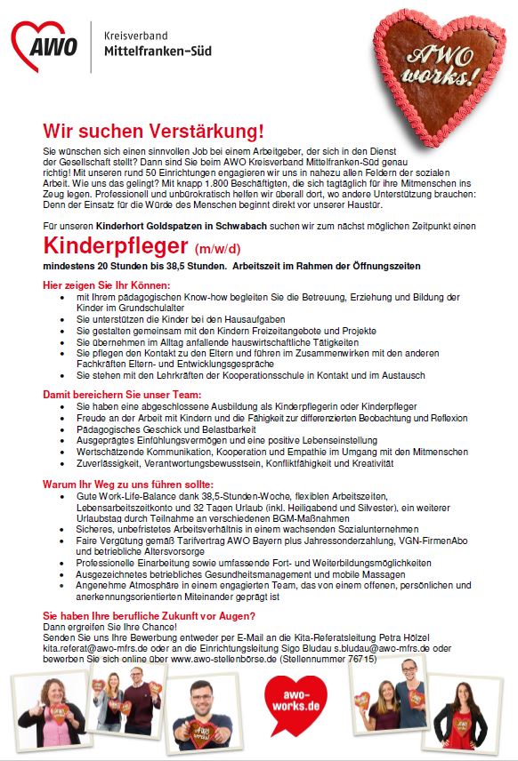 Stellenangebot Kinderpfleger*in