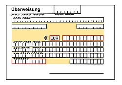 Eine Zeichnung von einem Überweisungsträger.